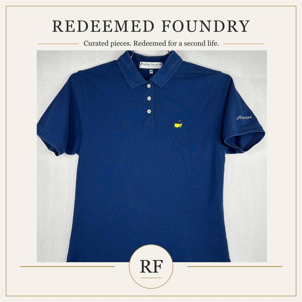 Masters Collection Ladies Blue Polo Medium M Augusta National Golf Logo Shirt